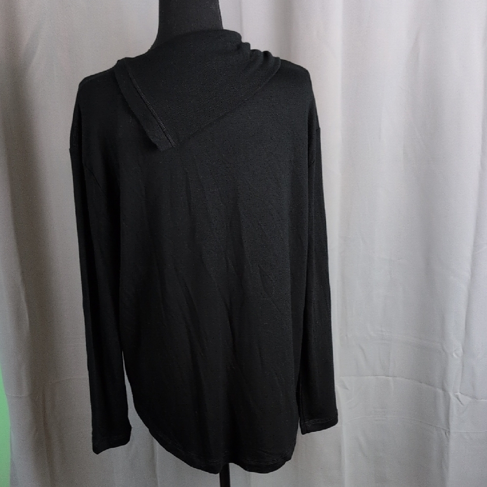Cynthia Rowley Black Drape Neck Blouse Mediumβ New Soft Cozy - Picture 2 of 8